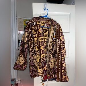 Global Imports Bohemian Print Hooded Adjustable Waist Jacket